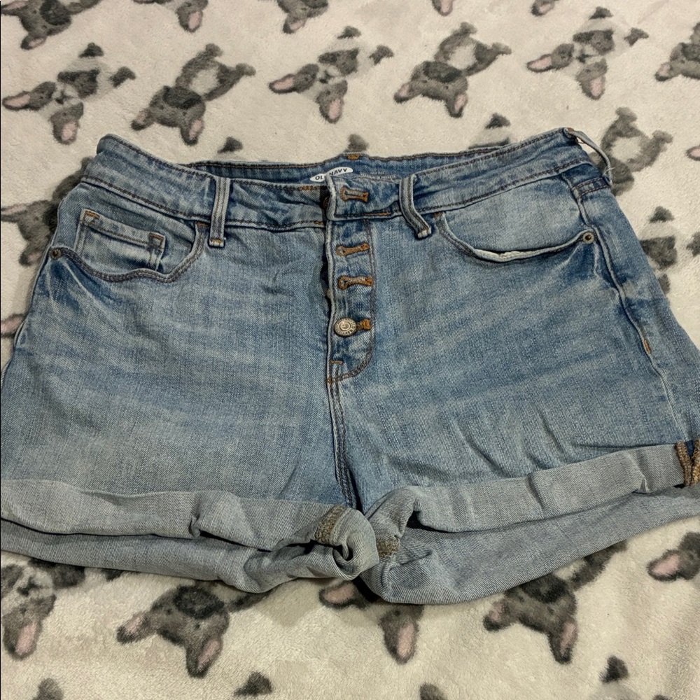 Old Navy Light Blue Denim Button-Front Rolled-Hem Shorts